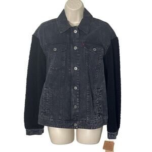 NWT Levi's x Louis Vuitton Collab Black Denim Faux Shearling Sleeve Jacket Sz S